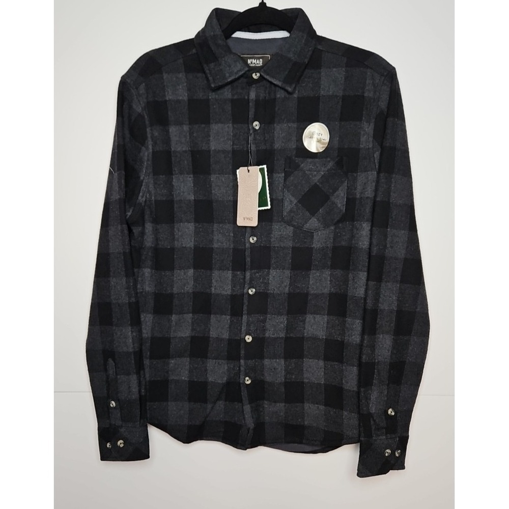 Nomad Mens Black Gray Plaid Thermal Lined Flannel Shirt Size Small NWT